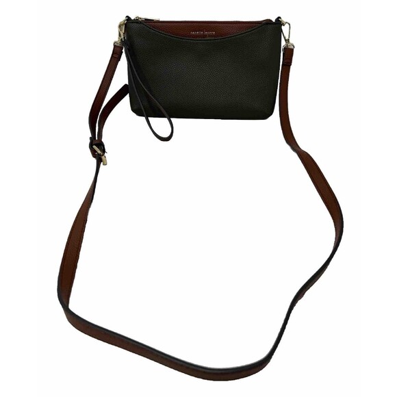 Nanette Lepore Crossbody Bag Clutch Very Nice Wristlet Strap Green and Brown - Picture 1 of 7